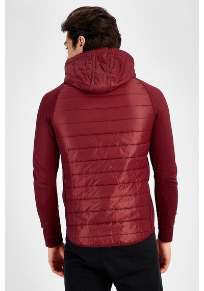 Maraton Sportswear Slimfit Erkek Kapşonlu Uzun Kol Basic Bordo Ceket 17425 Bordo