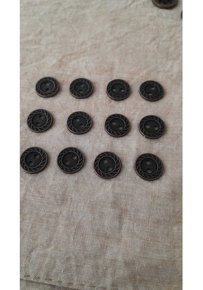 Antık Bakır Metal Düğme 12 Mm 12 Adet