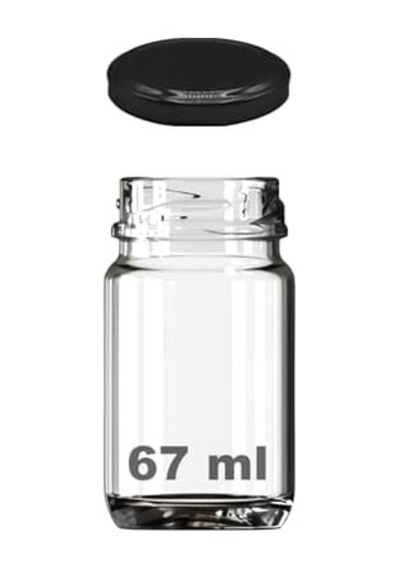 67 Ml Şeffaf Shot Kavanoz 67 Cc Konserve Metal Siyah Kapaklı Cam Kavanoz 6 Adet Açık Kahverengi
