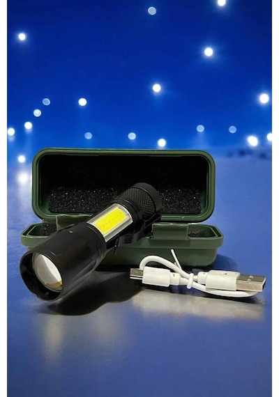 El Feneri Led Usb Şarjlı Zoom Mini Led Işık Acil Durum Feneri
