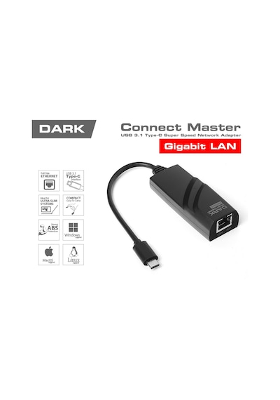 Dark Dk-ac-u31xglan Usb 3.1 Type C To 10/100/1000 Gigabit Lan Ethernet Dönüştürücü