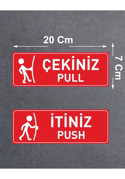 Çekiniz İtiniz Sticker - Pull Push Kapı Sticker - 00331 20x7 Cm