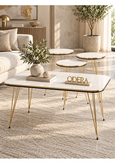 Odera Çift Gold Beyaz Elips Orta Sehpa Ve Yuvarlak Zigon Sehpa 4'lü Set Gold Tel Metal Ayaklı Retro Modern Salon Sehpası Diğer Odera Çift Gold Beyaz Elips Orta Sehpa Ve Yuvarlak Zigon Sehpa 4'lü Set Gold Tel Metal Ayaklı Retro Modern Salon Sehpası Diğer