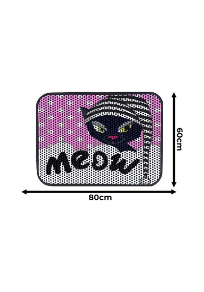 Büyük Boy Renkli Desenli Elekli Kedi Tuvalet Önü Paspası 60 X 80 Cm Büyük Pembe - 834019634