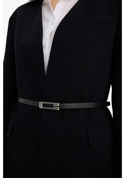 Defacto Oversize Geniş Kalıp V Yaka Blazer Ceket G6694ax25aubk81 Siyah-bk81