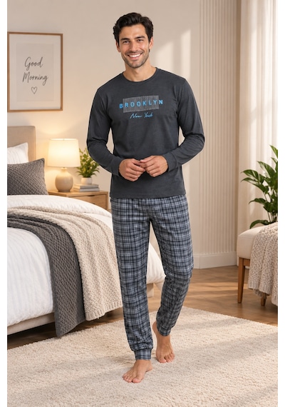 Wordex Falkom 5804 İnterlok Kışlık Kalın Kumaşlı Ekose Pijamalı Erkek Ev Pijama Takımı Antrasit Wordex Falkom 5804 İnterlok Kışlık Kalın Kumaşlı Ekose Pijamalı Erkek Ev Pijama Takımı Antrasit
