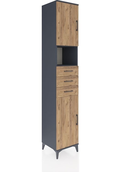 Hyperion Dolap 4 Raflı 3 Çekmeceli 2 Kapaklı 44x44x243 Antrasit-çam Antrasit