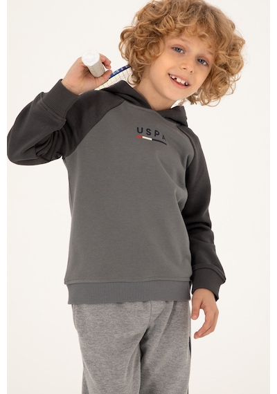 U.S. Polo Assn. Erkek Çocuk Gri Kapüşonlu Sweatshirt 50293495-VR024