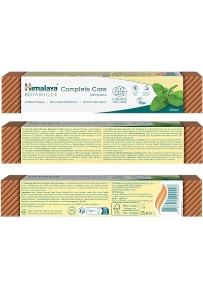 Himalaya Botanique Plak Karşıtı Komple Bakım Diş Macunu 75ml Ecocert Cosmos Sertifikalı Organik Aktif, Nane Aromalı Florür Ve Gluten İçermez