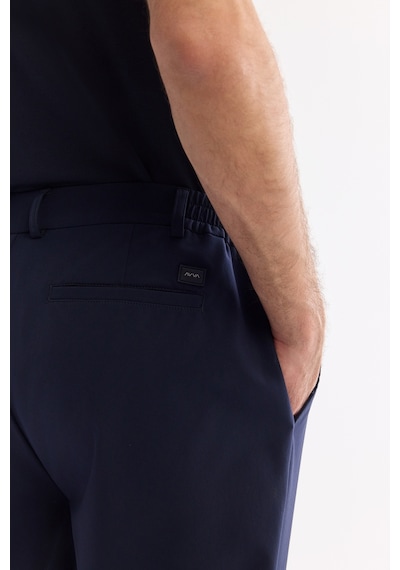 Avva Erkek Lacivert Yanı Lastikli Kırışmaz Teknik Kumaş Slim Fit Chino Pantolon A61y3077