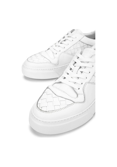 Tamer Tanca Erkek Hakiki Deri Beyaz Sneakers & Spor Ayakkabı 04 268 Erk Ayk Y25 Beyaz Dr/orgu Beyaz