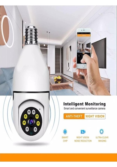 360 Ptz Ip Kamera Gece Görüş Kablosuz Bebek Güvenlik Akıllı Ampul Wifi Kamera Ip36