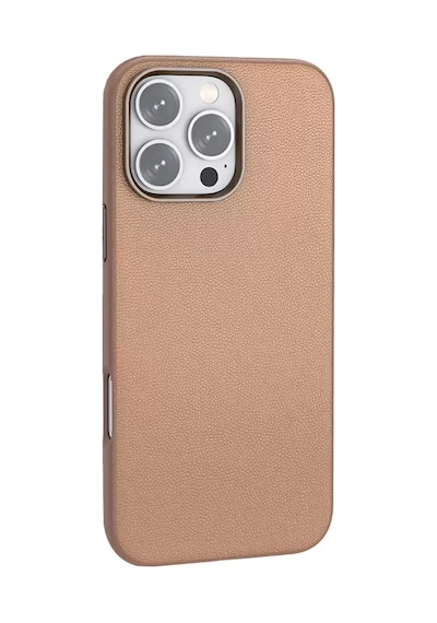 Apple iPhone  Uyumlu,  16 Pro Wonder Deri Magsafe Kapak - Bronz