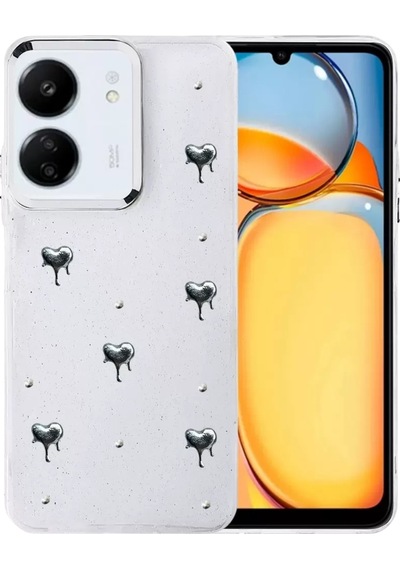 Mey İthalat Redmi 13c Fiyonk Desenli Kapak - Desen 1 Şeffaf