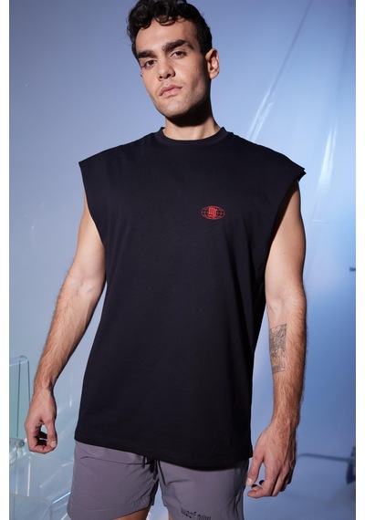 Woof Gym Connected By The Mindset Baskı Tank Top (Siyah)