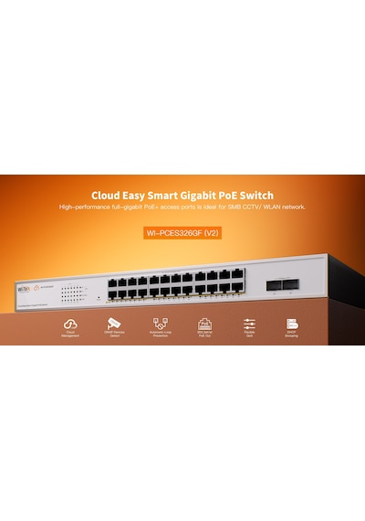 Wi-tek Wı-pces326gf V2 24 Port Poe 10/100/1000 2 Port 1000mbps Sfp 370w Yönetilebilir Poe Switch Rack Mount