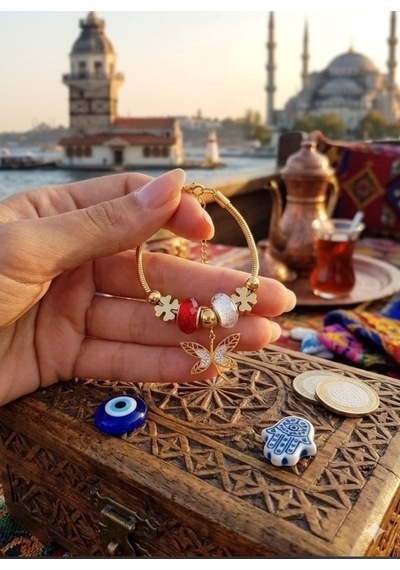 Türkiye Şans Kırmızı Çelik Bileklik Gold