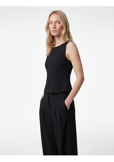 Koton Slim Fit Bisiklet Yaka Peplum Kesim Kolsuz Bluz Siyah 6sak60238pw