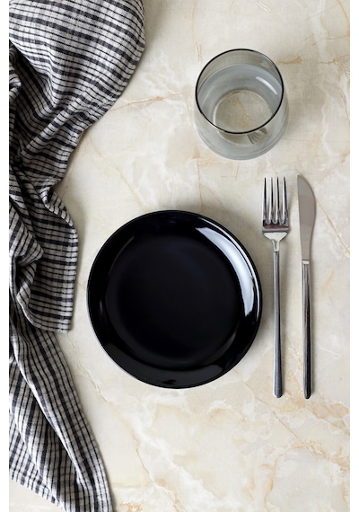 Keramika Siyah Delta Pasta Tabağı 17 Cm 6 Adet 650 Siyah
