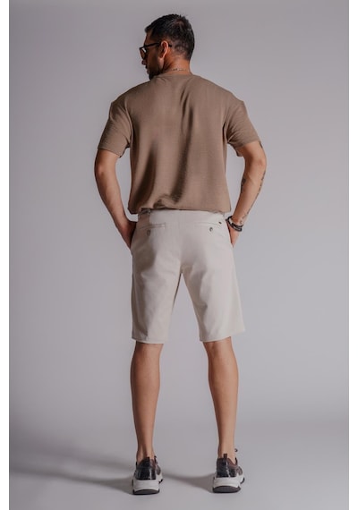 Braccas Erkek Yandan Cepli Klasik Bel Slim Fit Chino Şort Bej Bej