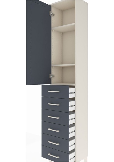 Arges Dolap 3 Raflı 6 Çekmeceli Tek Kapaklı 44x30x221 Aytaşı-... Aytaşı