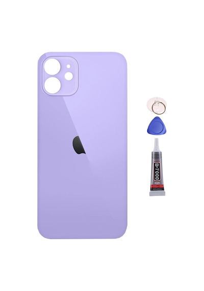 Apple Uyumlu iPhone 12 Mor Arka Kapak Batarya Kapağı Pil Kapağı Yapışkan Ve Sökme Aparatıyla Beraber Full Set Mor