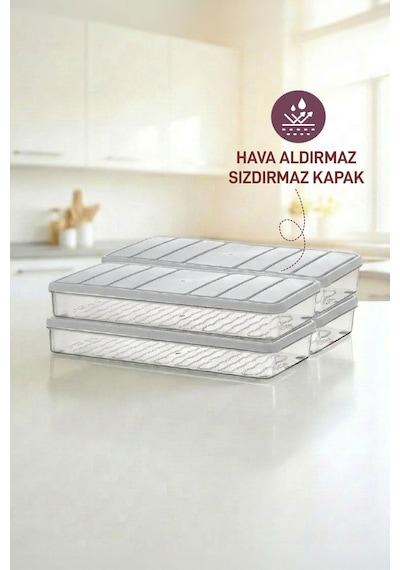 Selka Home 4 Adet 1 Lt. Nora Organizer Buzdolabı Buzluk Düzenleyici Saklama Kabı