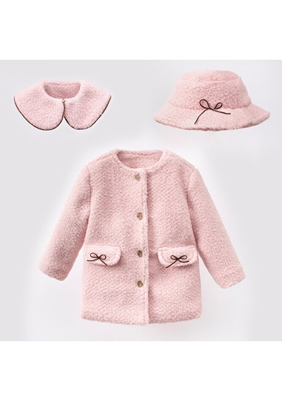 Cumino Cute Kız Çocuk Şapkalı Kaban Pembe