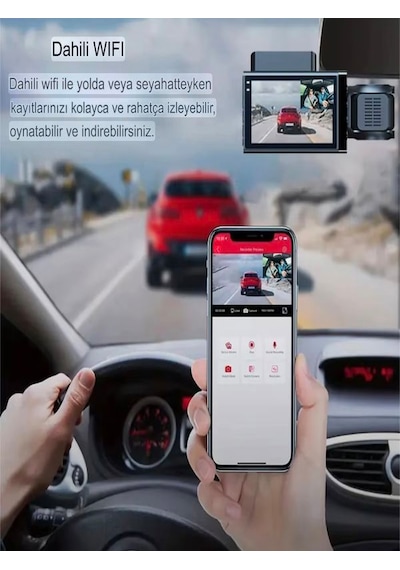 Wi-fi 1080p Araç İçi Kamera 5mp, 170 Açı, Araba Kamerası G-sensör, Döngü Kayıt, 150mah Batarya