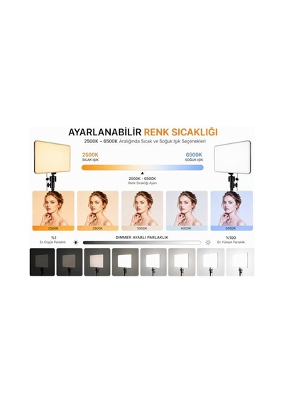 Smayling Led Video Işık Seti - Ayarlanabilir Tripod, Usb Kontrollü Sıcak/soğuk Işık, 3 Mod & 10 Parlaklık Seviy
