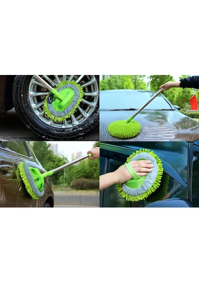 Nobera Teleskopik Mikrofiber Oto Yıkama Mop Araba Yıkama Fırçası +1 Yedek Bez