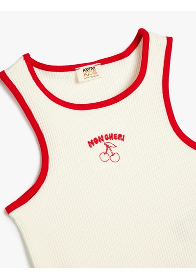 Koton Crop Atlet Kiraz Baskılı Bisiklet Yaka Pamuklu Beyaz 4skg30149ak Beyaz