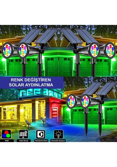 Greentech Güneş Enerjili Renk Değiştiren 7 Ledli Bahçe Aydınlatma/gt-sl04