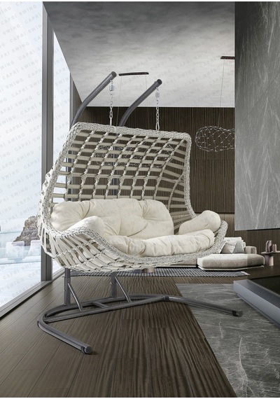 Gardenya Bahçe Capri Swing Cunda Rattan Bahçe Ve Balkon Salıncağı Beyaz