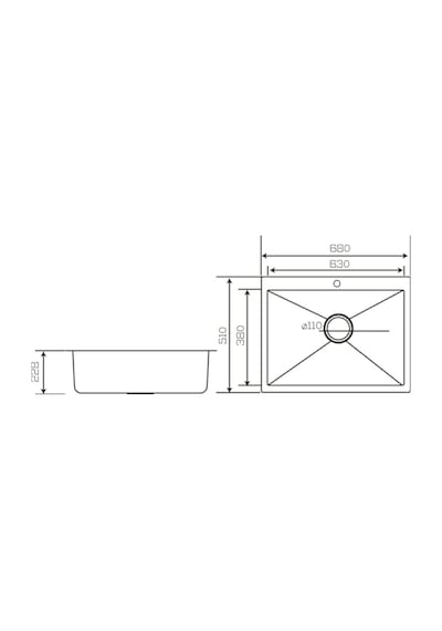 Crauf Poli Mat Gri 6302 Mutfak Eviyesi 510 x 680 x 228 MM