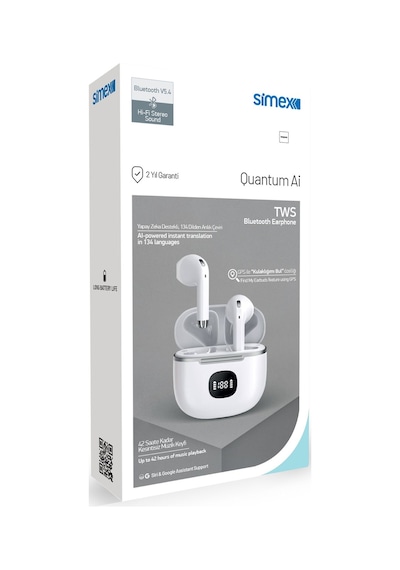 Simex QUANTUM AI Yapay Zeka Destekli Akıllı HD Mikrofon Gerçek Zamanlı Dil Çeviri Ai Anlık Tercüme 5.4 Bluetooth Kulaklık