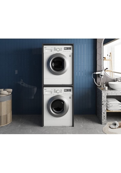 Bohem Çamaşır Ve Kurutma Makinesi Dolabı Banyo Dolabı Füme Füme