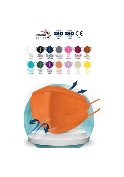Musk Kf94 Kore Tipi Ffp2 Maske Turuncu Renk 10 Adet