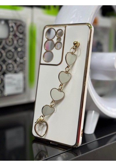 Samsung S21 Ultra Uyumlu Kılıf Kamera Korumalı Parlakkalpli Bileklik Toka Tutacak.