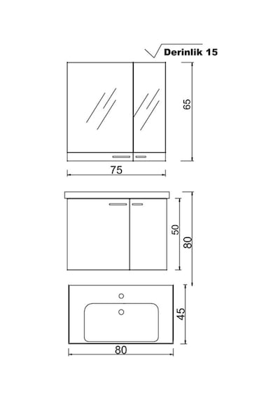 Denko Terra 80 Cm Mdf Banyo Dolabı Takımı (Boy Dolabı Hariç) Çok Renkli Denko Terra 80 Cm Mdf Banyo Dolabı Takımı (Boy Dolabı Hariç) Çok Renkli