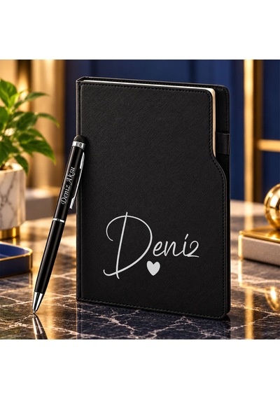 Bk Gift Kişiye Özel 374 Termo Deri Tarihli Ajanda & Siyah Touch Pen Tükenmez Kalem-12 Çok Renkli