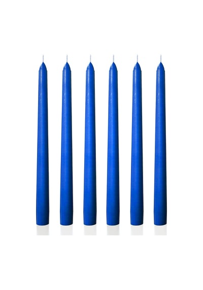 6 Lı Kısa Mavi Konik Şamdan Mum Yükseklik 18 Cm Mavi