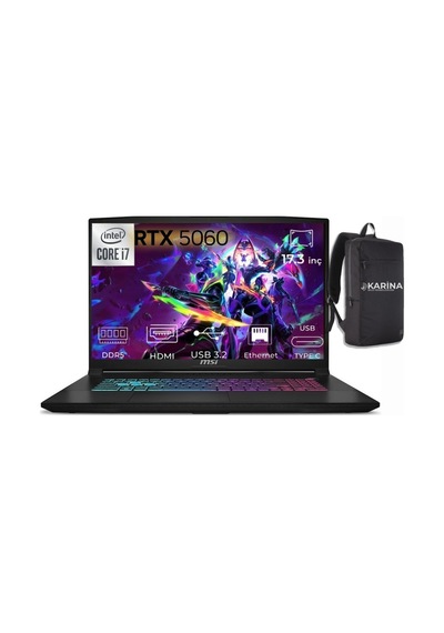 MSIKatana 17 Hx i7-14650HX B14wfk-215xtr-22 96 GB 1 TB RTX5060 17.3" W11P Dizüstü Bilgisayar
