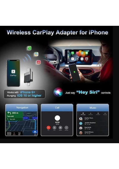 Kablosuz Carplay Ve Android Auto Adaptörü Mini Ergonomik 2in1