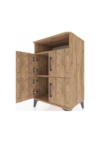 Hyperion Komodin 2 Raflı 4 Kapaklı 60x44x96 Çam-çam Çam