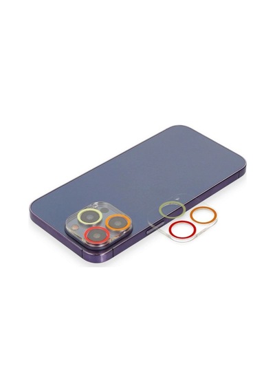 Apple Uyumlu iPhone 13 Pro Renkli Kamera Lens Koruma Cam - Turuncu-kırmızı Çok Renkli