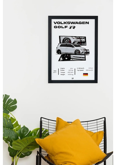 Volkswagen Golf R Siyah Çerçeveli Tablo Poster