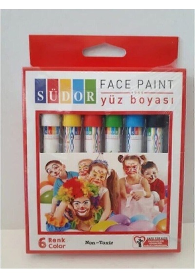 Yüz Boyası / Yüz Boyama Kalemi 6'lı - Beyaz Çok Renkli