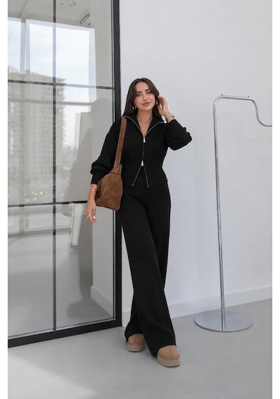 Unika Boutique Kadın Çift Fermuarlı Geniş Paça Triko Takım Çok Renkli Unika Boutique Kadın Çift Fermuarlı Geniş Paça Triko Takım Çok Renkli