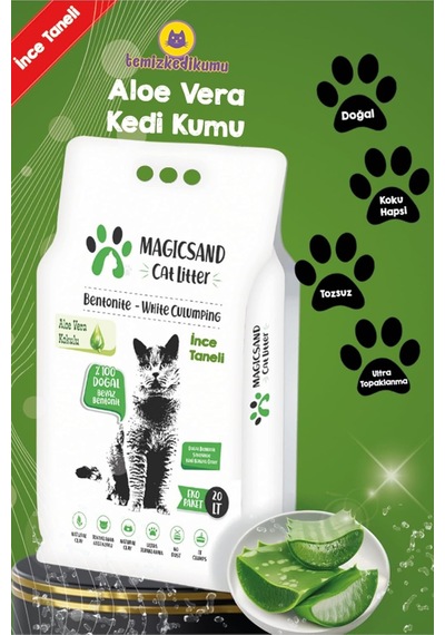 Aloe Vera Kedi Kumu, 20 Lt, İnce Taneli